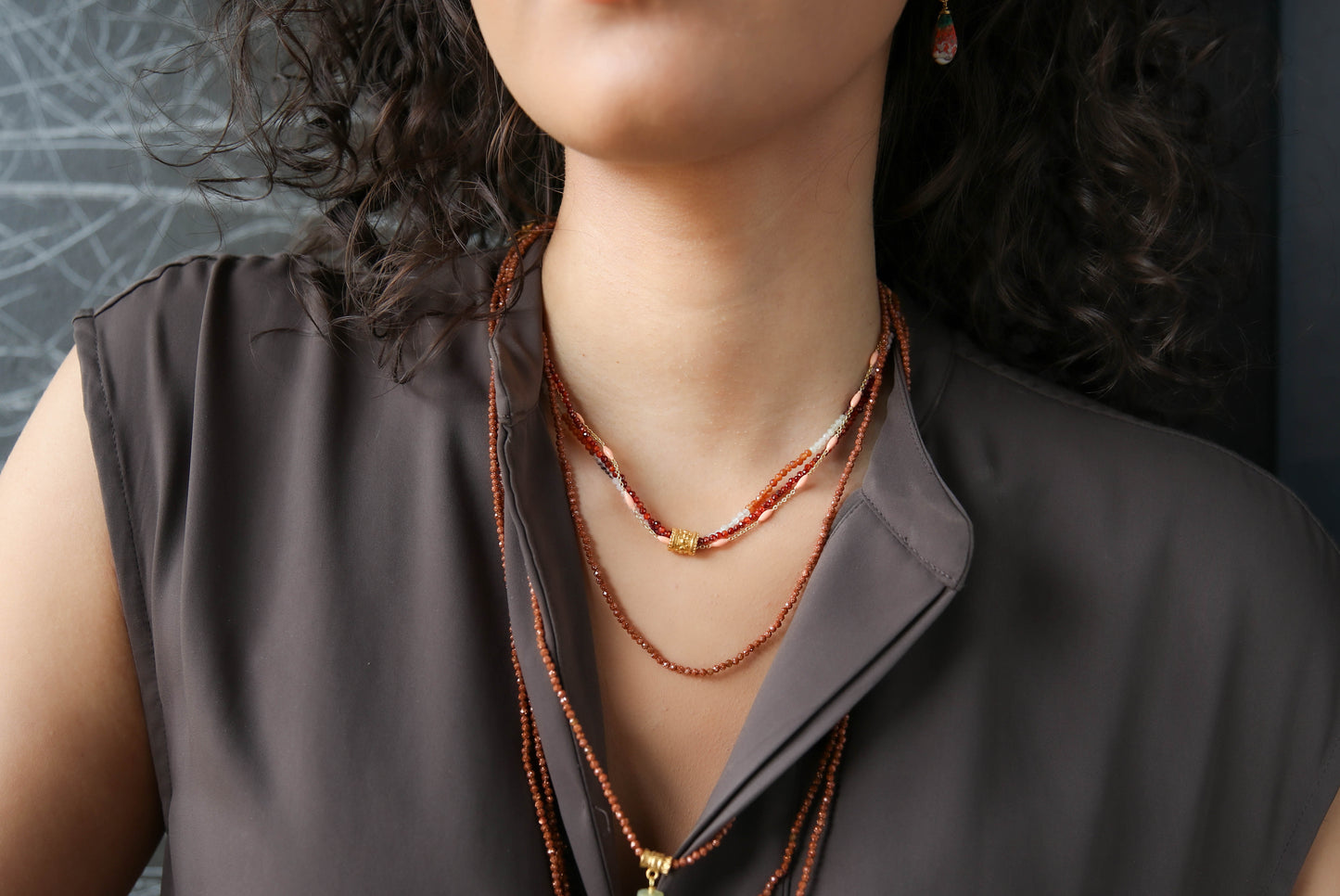 Chiffon Multi Strand Necklace in Turquoise