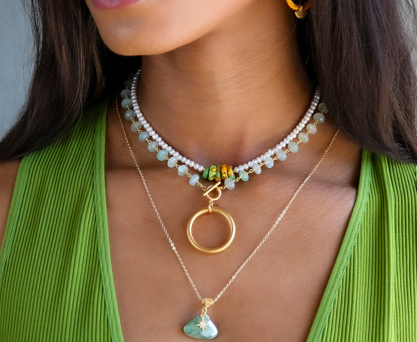 Flamenco Short Necklace in Blues