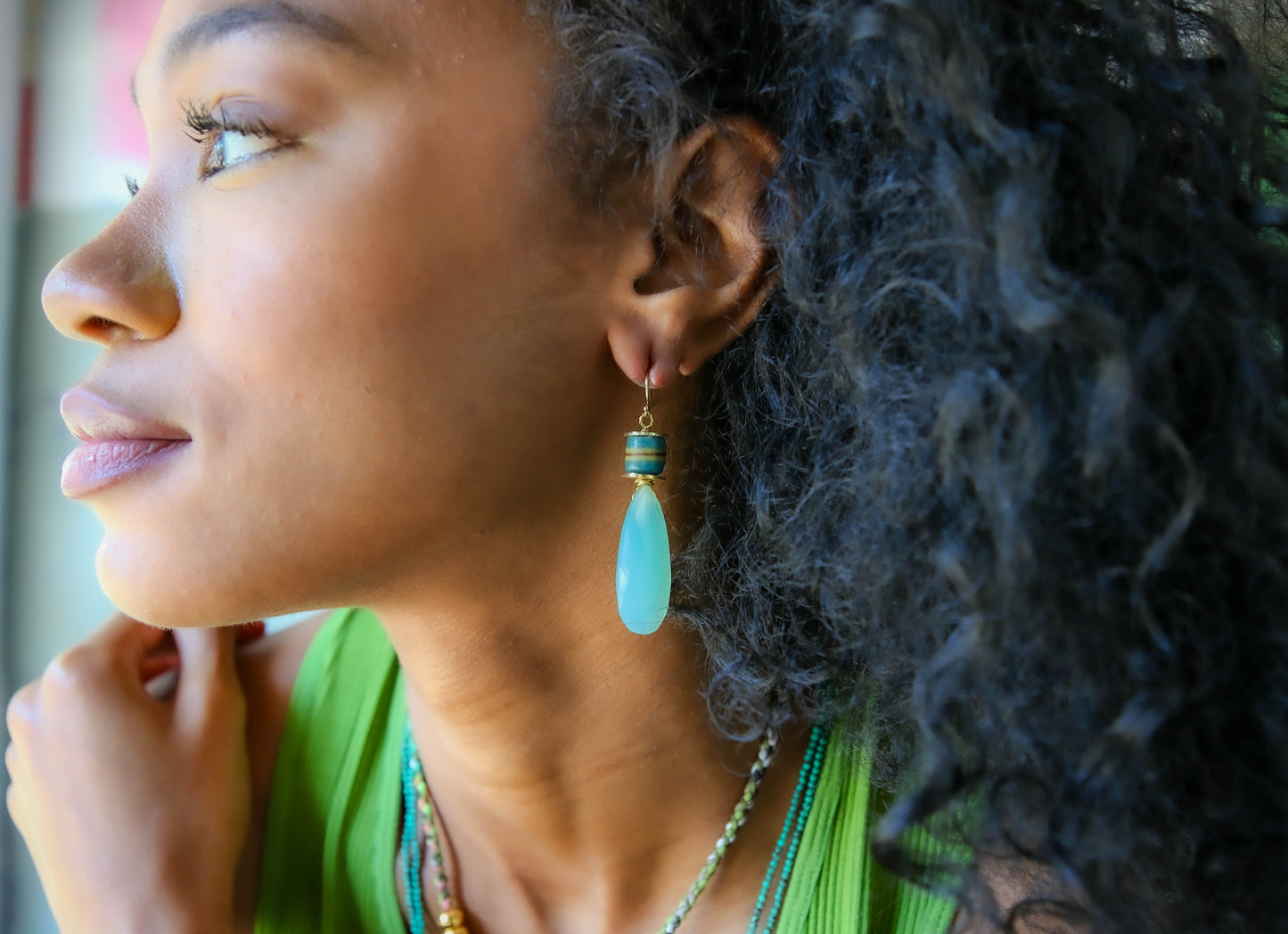 Sefira Earrings in White Opal