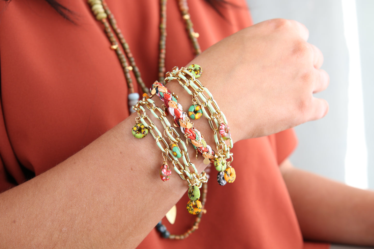 Sugar Link Bracelet in Coral
