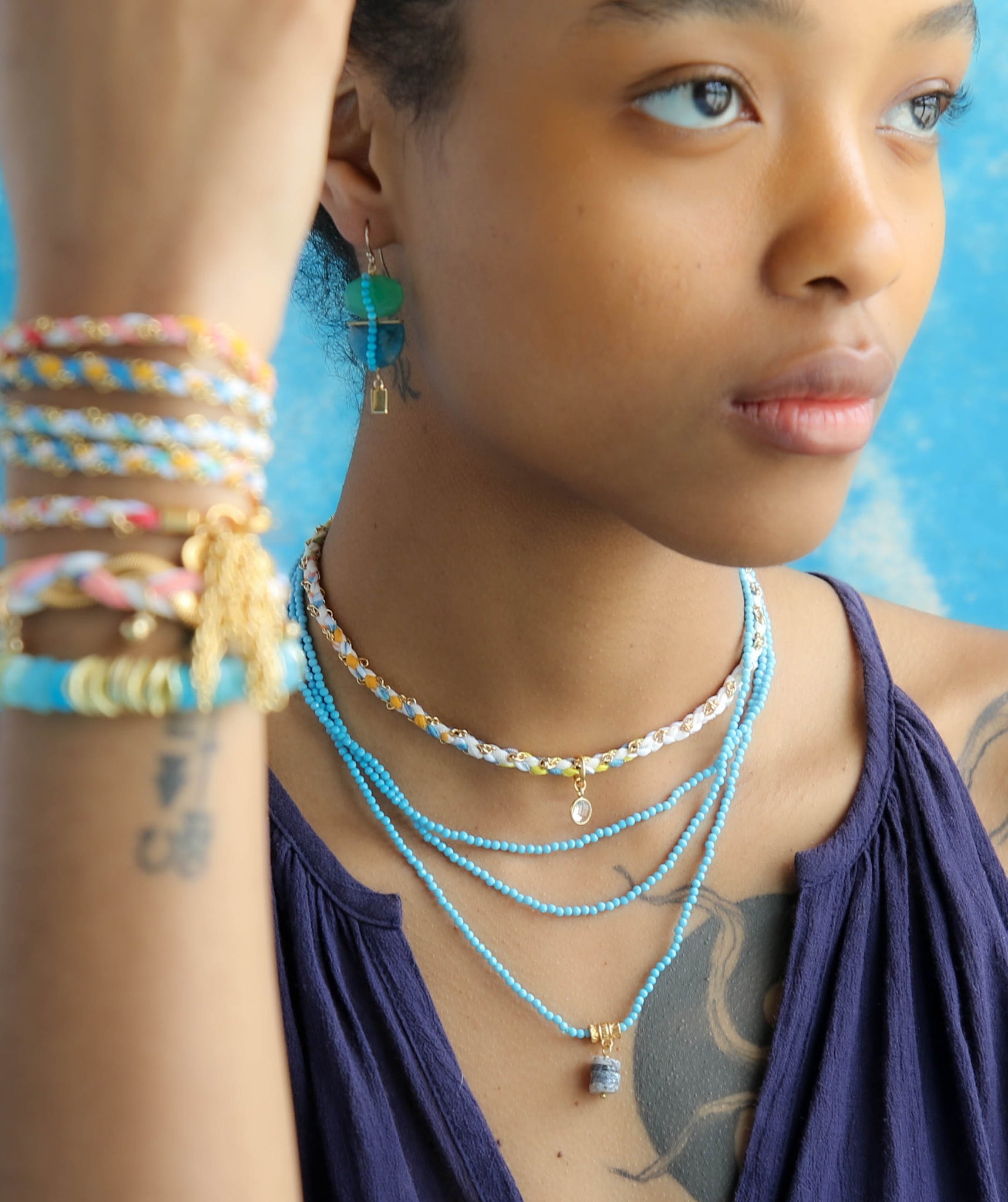 Aramis Long Layering Neck in Turquoise