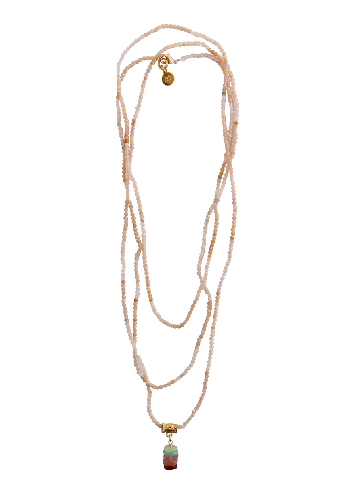 Aramis Long Layering Neck in Peach Moonstone
