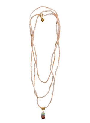 Aramis Long Layering Neck in Peach Moonstone