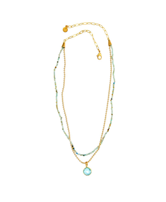 Avery Double Strand Necklace in Amazonite