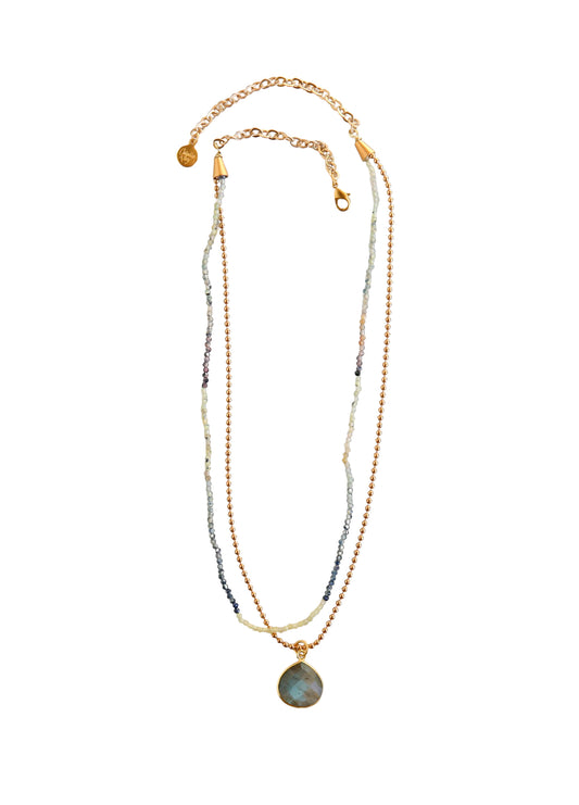 Avery Double Strand Necklace in Labradorite