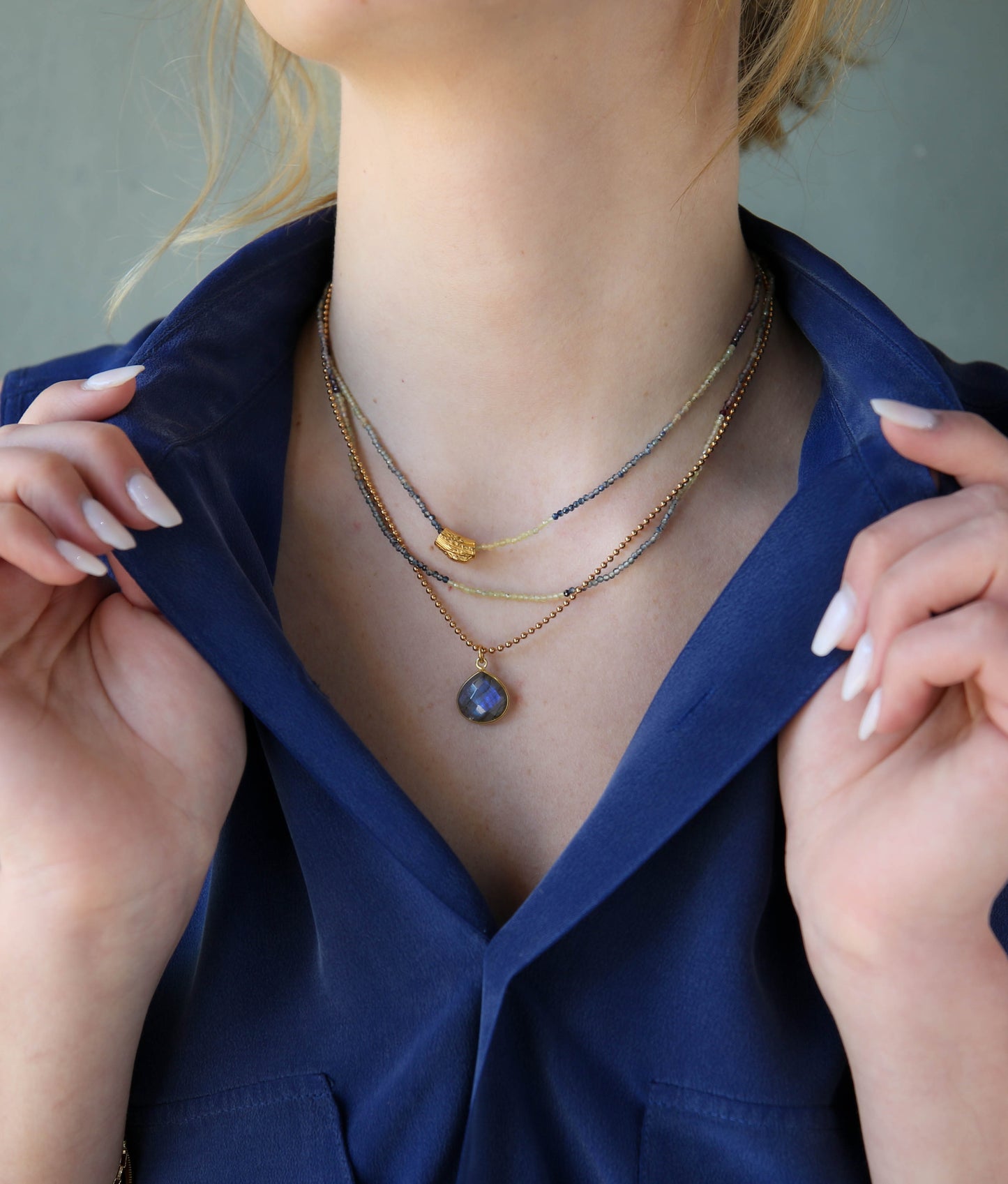 Avery Double Strand Necklace in Gold Pyrite