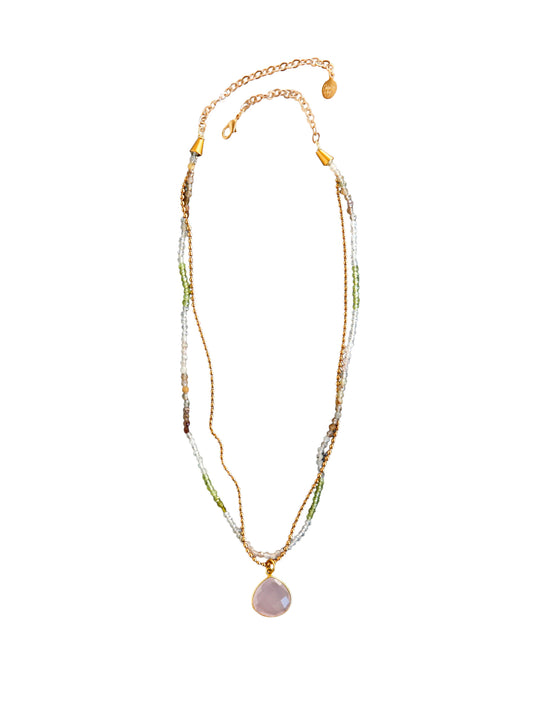 Avery Double Strand Necklace in Pale Pink