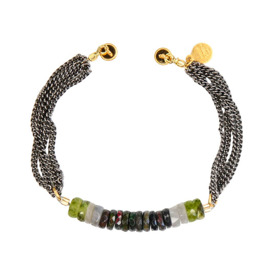 Azura Beaded Bracelet in Black Opal and Peridot