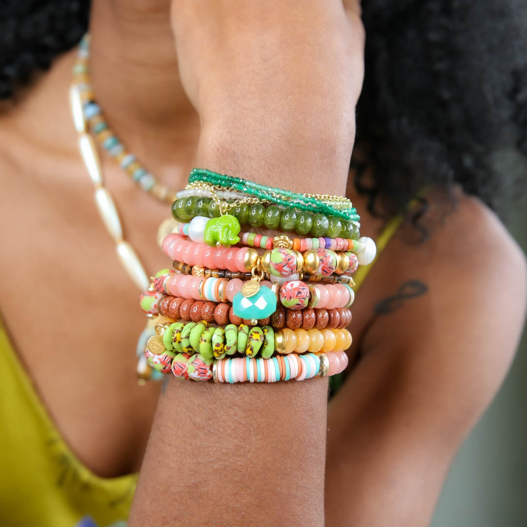 Capri Elastic Bracelet in Peach Crush