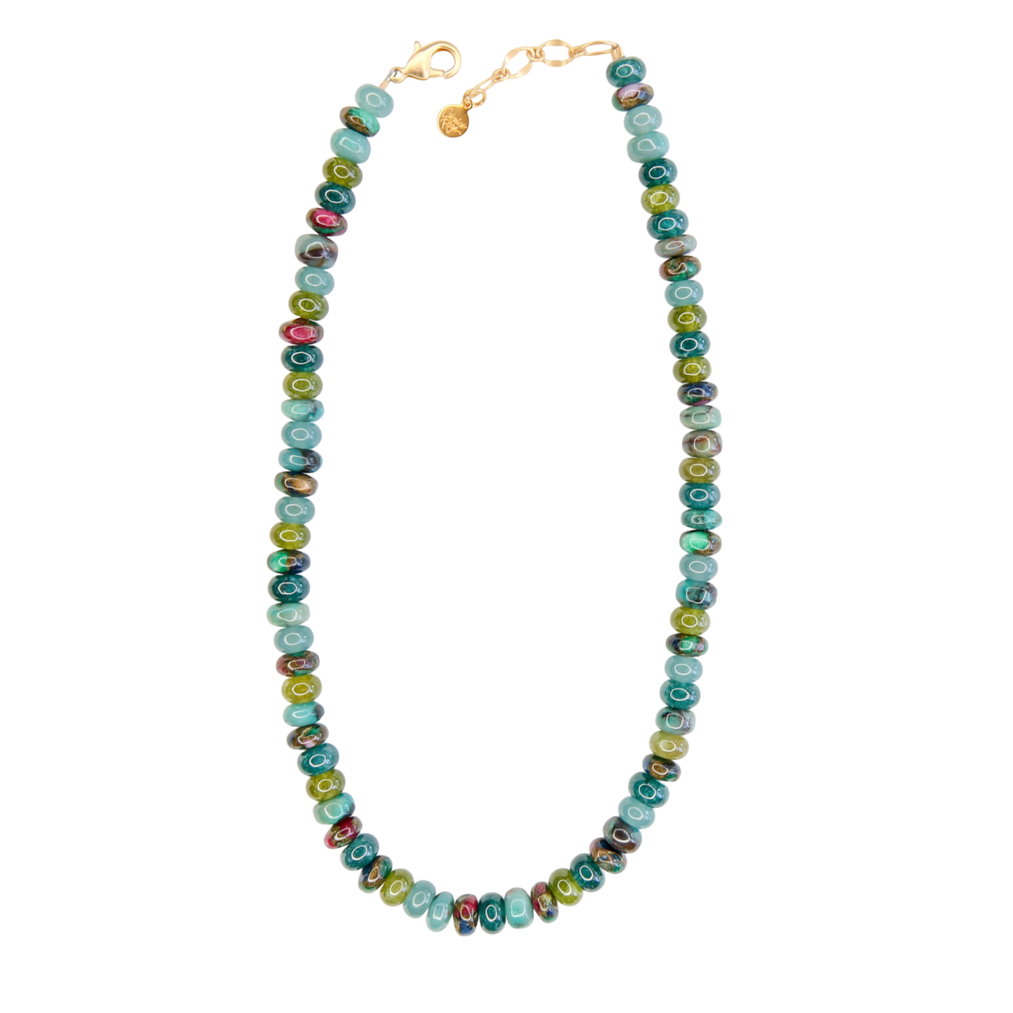 Candied Beaded Necklace in Deep Seafoam