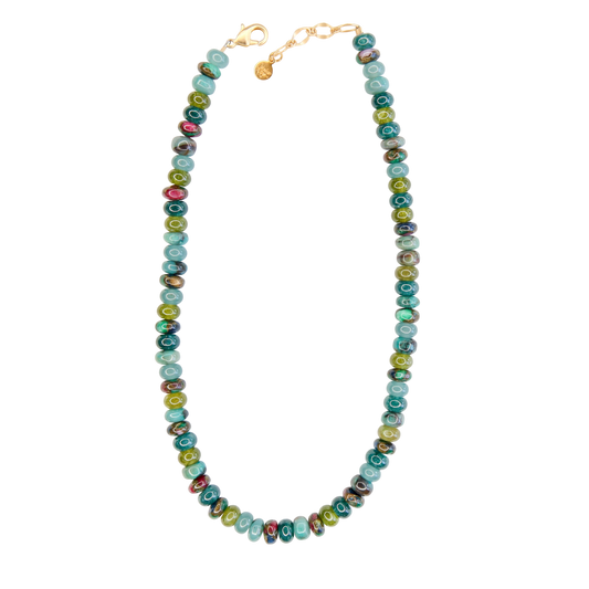 Candied Beaded Necklace in Deep Seafoam