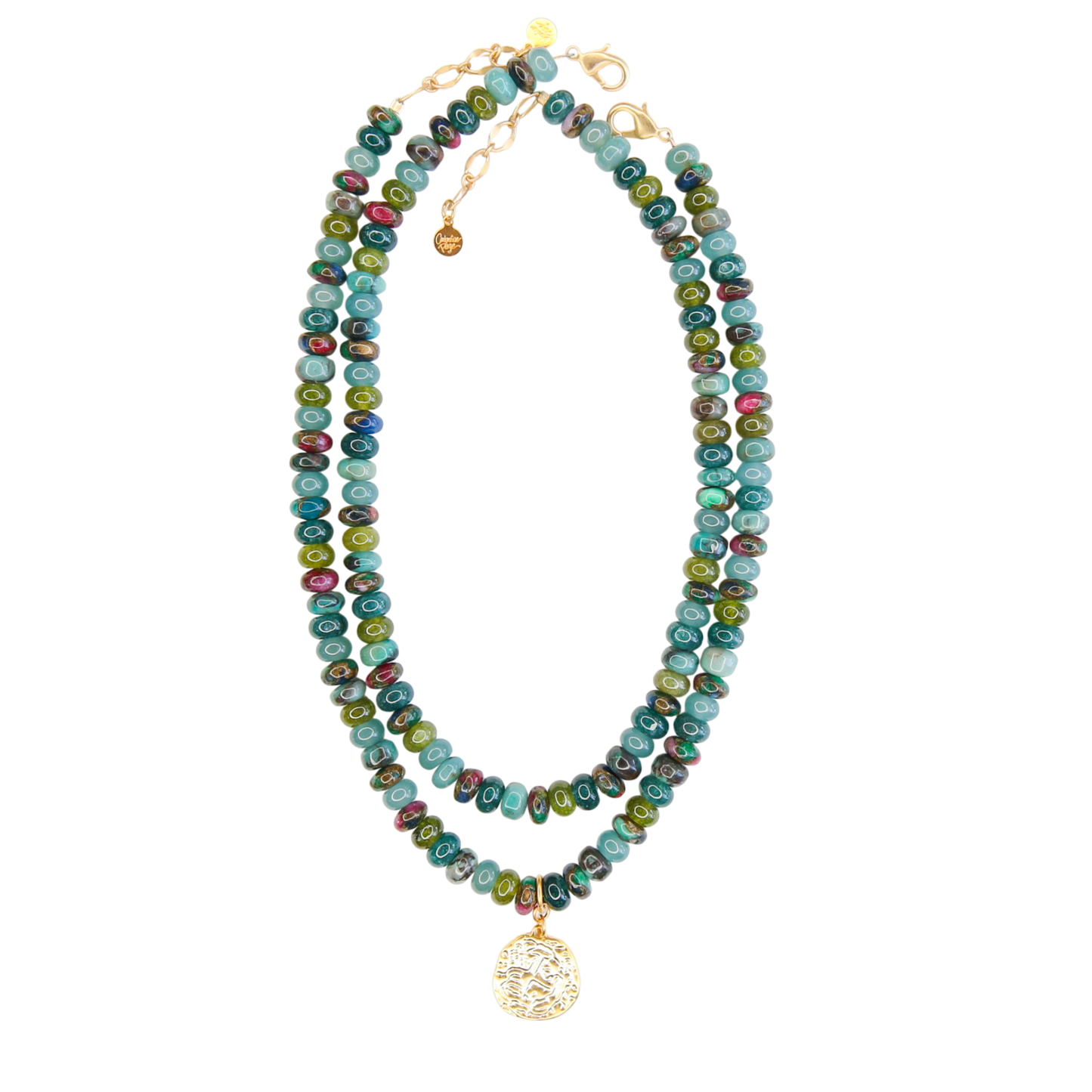 Candied Beaded Necklace in Deep Seafoam