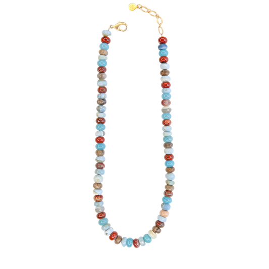 Candied Beaded Necklace in Blue Mist