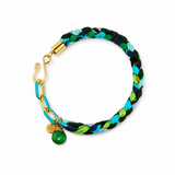 Twizel Braided Bracelet with Fish or Gemstone/Blue Ribbon