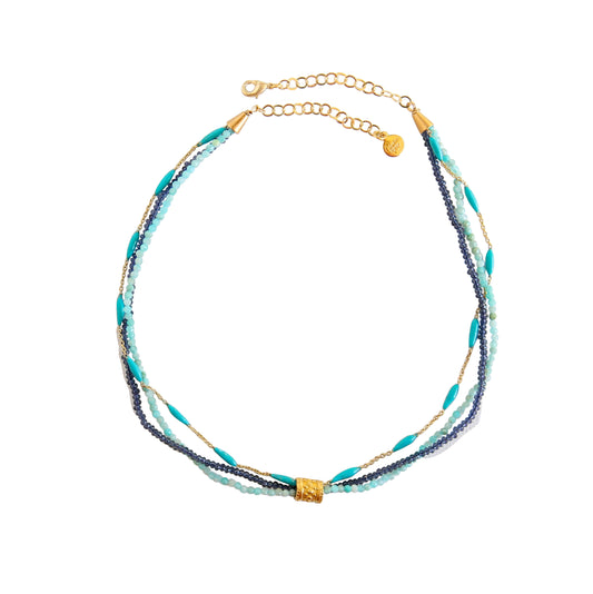 Chiffon Multi Strand Necklace in Turquoise