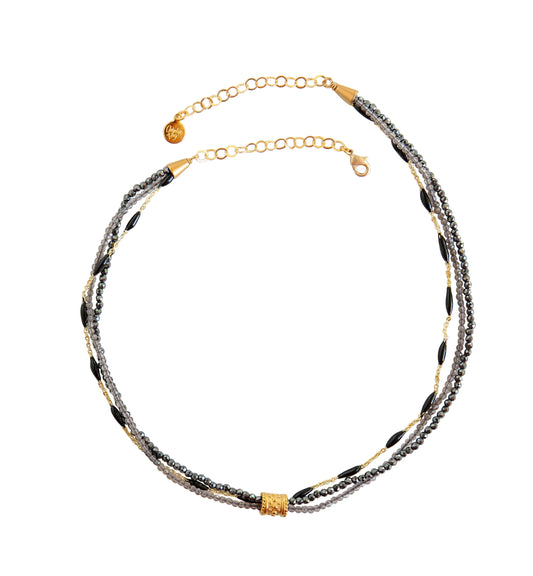 Chiffon Multi Strand Necklace in Pyrite