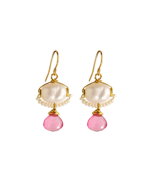 Clara Earrings in Pink Chalcedony