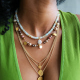 Evie Knotted Necklace in White Pearl Multi