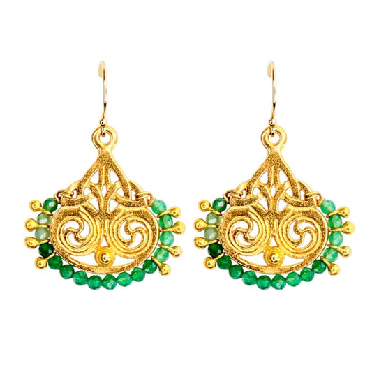 Deco Earrings in Emerald Green