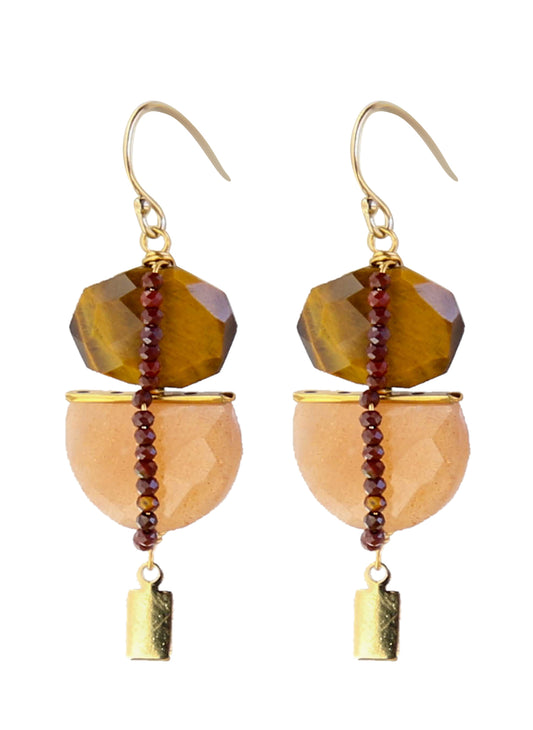 Duet Earrings in Tiger's Eye