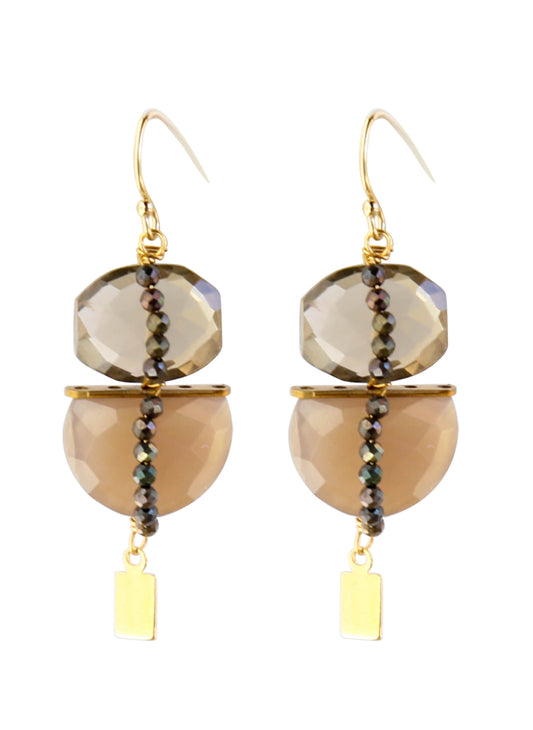 Duet Earrings in Smoky Topaz