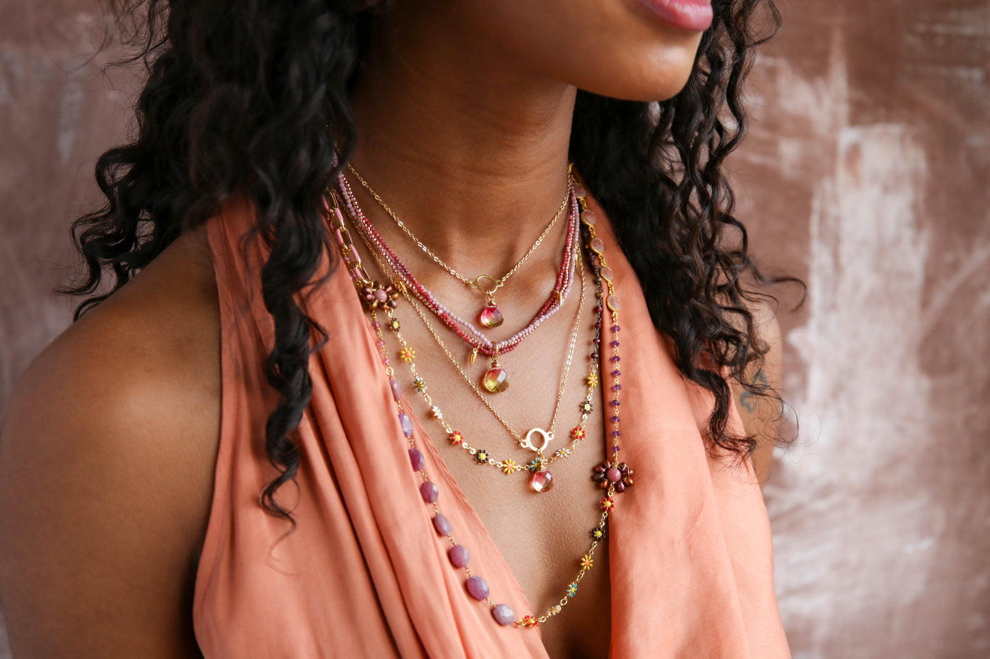 Macaroon Adjustable Pendant in Chocolate Moonstone