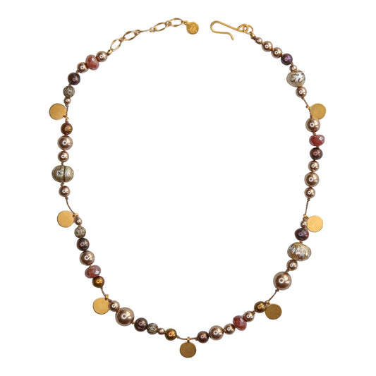 Evie Knotted Necklace in Chocolate Pearl