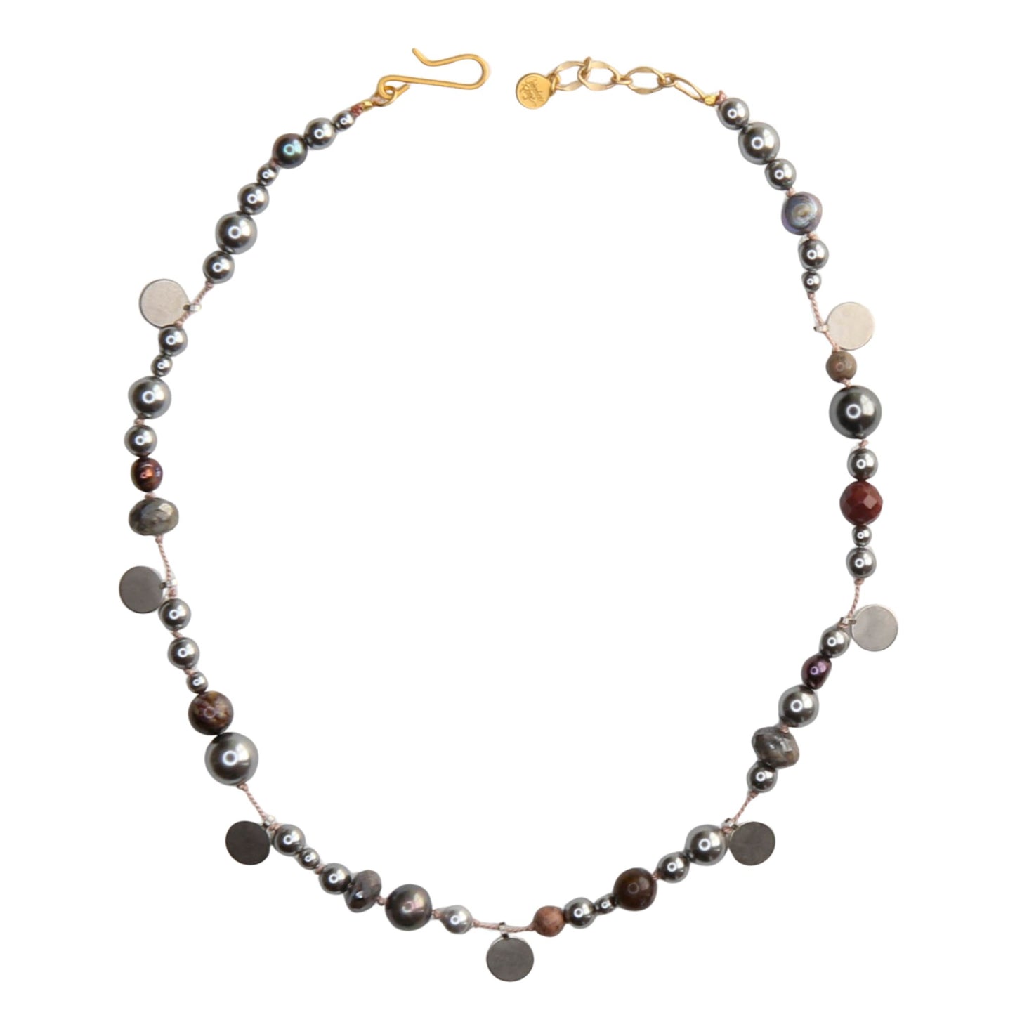 Evie Knotted Necklace in Silver Pearl