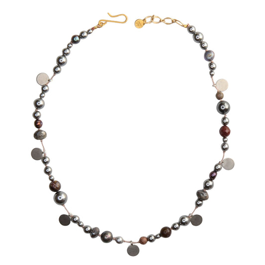 Evie Knotted Necklace in Silver Pearl