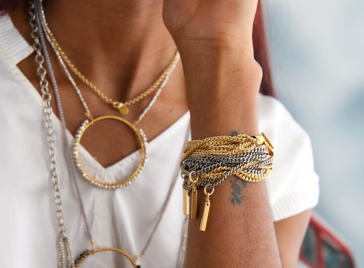 Fillmore Multi Strand Bracelet in Gold and Silver