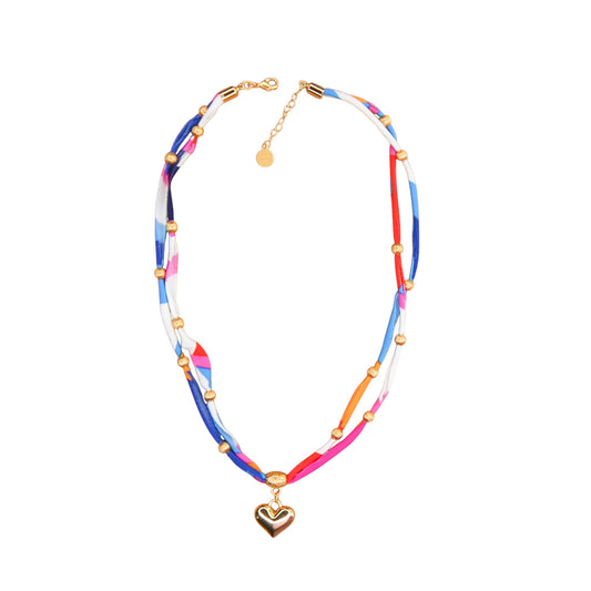 Fizz Fabric Necklace in Hot Pink Multi