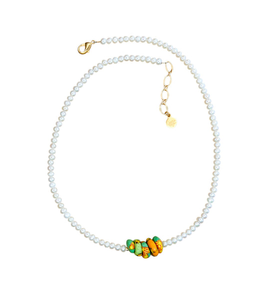 Flamenco Short Necklace in Greens