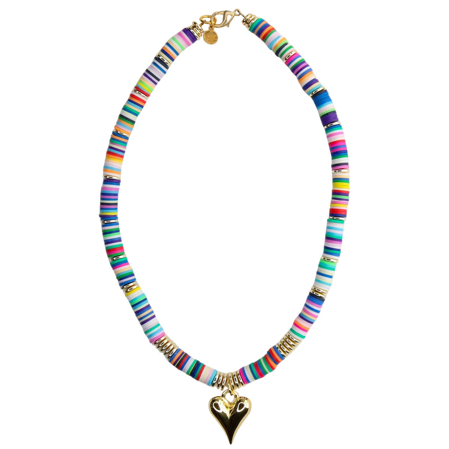 Melon Short Necklace in Multi with Heart