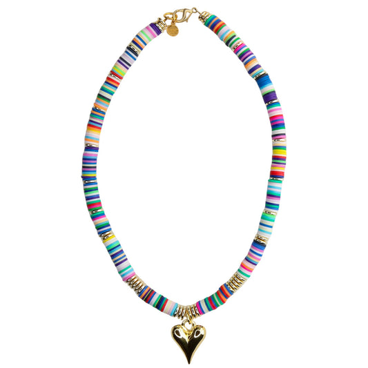 Melon Short Necklace in Multi with Heart