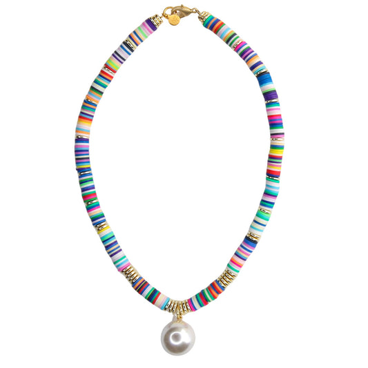 Melon Short Necklace in Multi with Pearl