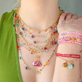 Gemstone Station Necklace in Pink Multi