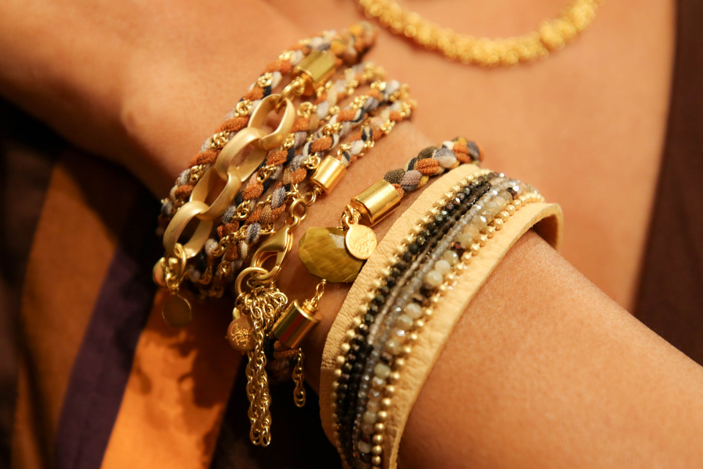 Glee Stretch Bracelet in Rust