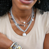 Evie Knotted Necklace in White Pearl Multi
