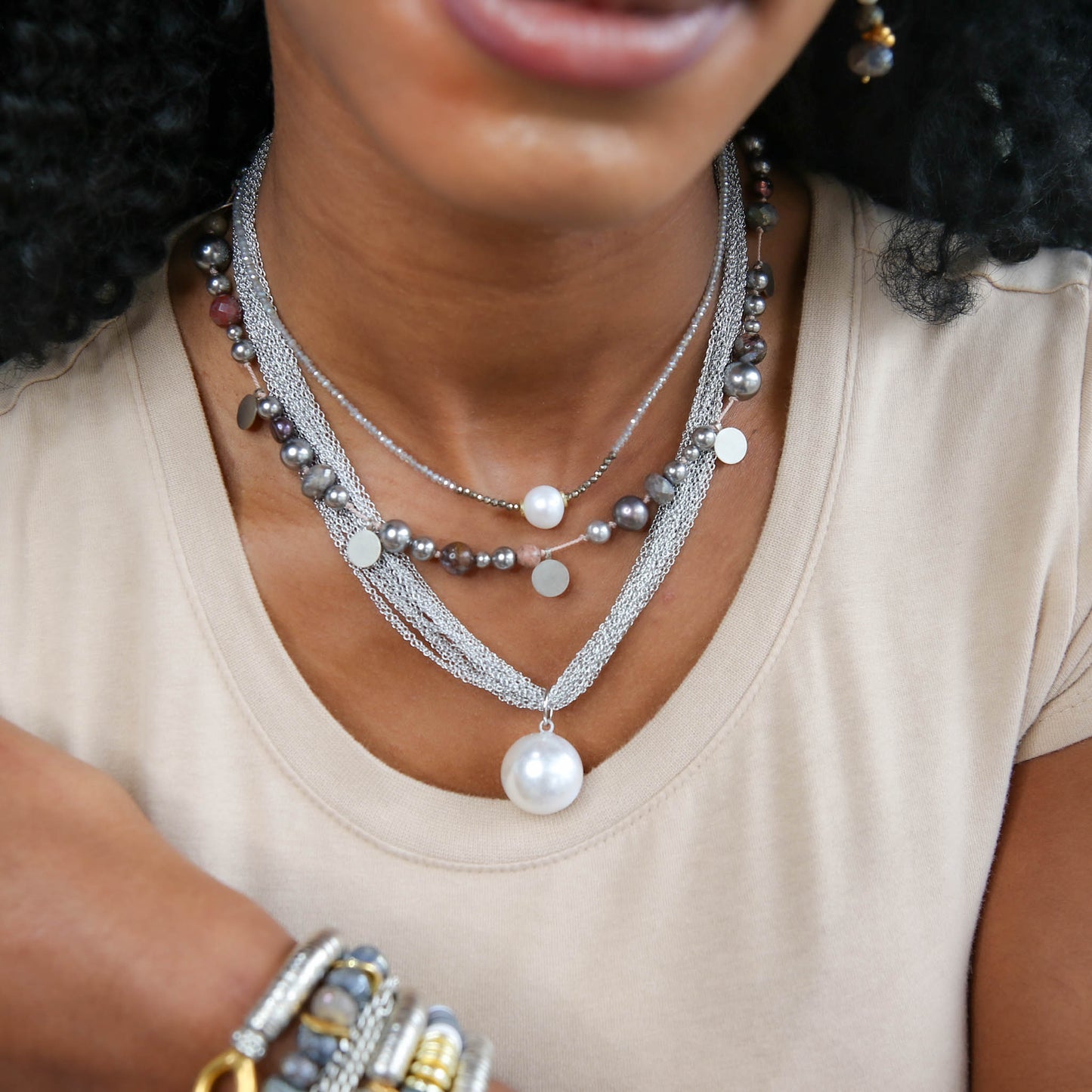 Evie Knotted Necklace in Chocolate Pearl