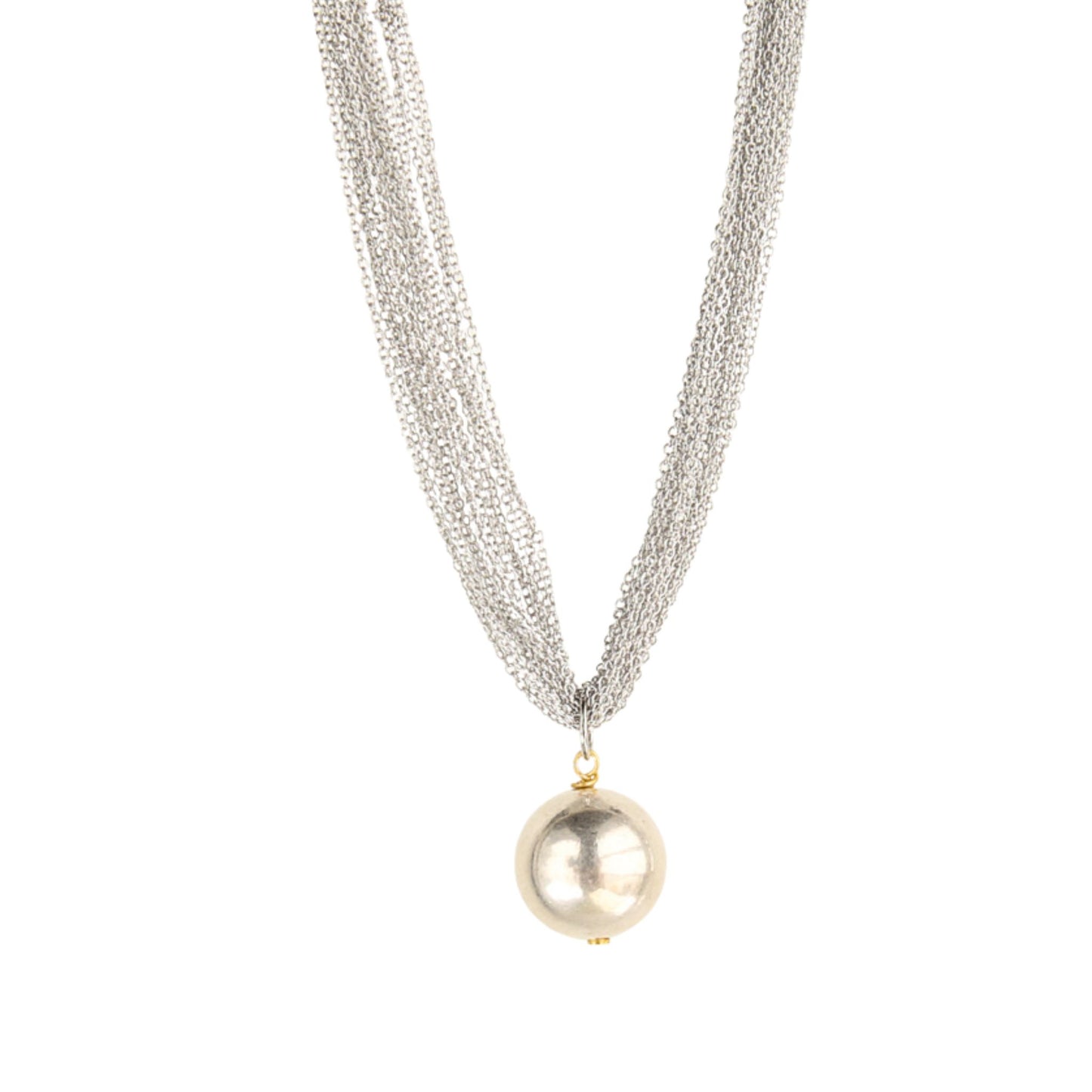 Halo Pearl Pendant in Silver with Bead