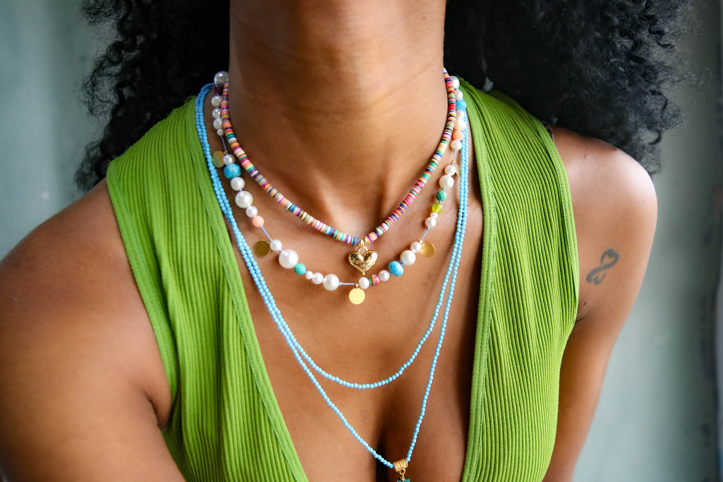 Kiwi Short Necklace in Blues