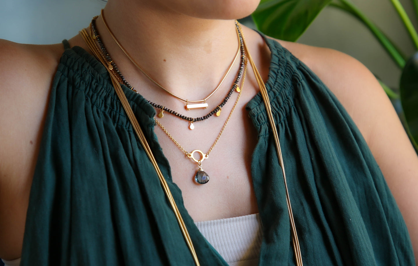 Macaroon Adjustable Pendant in Chocolate Moonstone