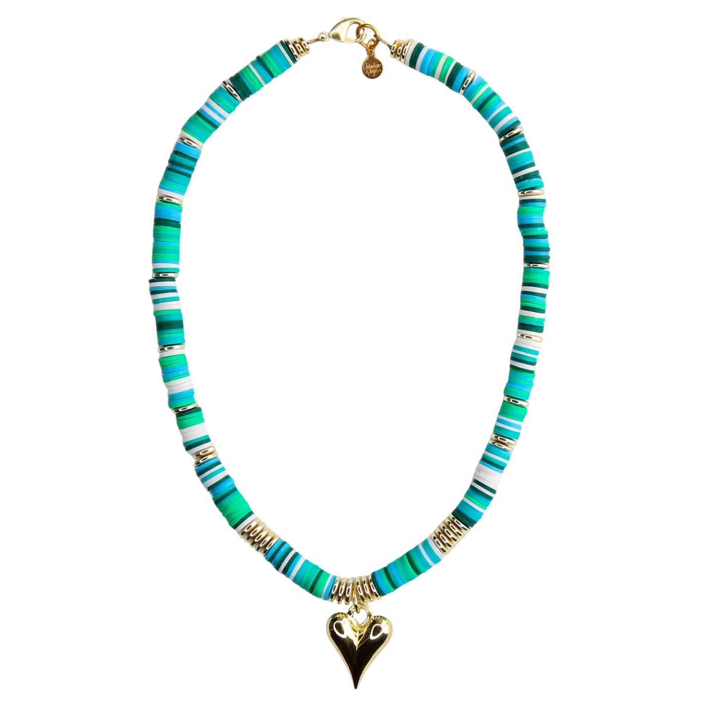 Melon Short Necklace in Greens with Heart