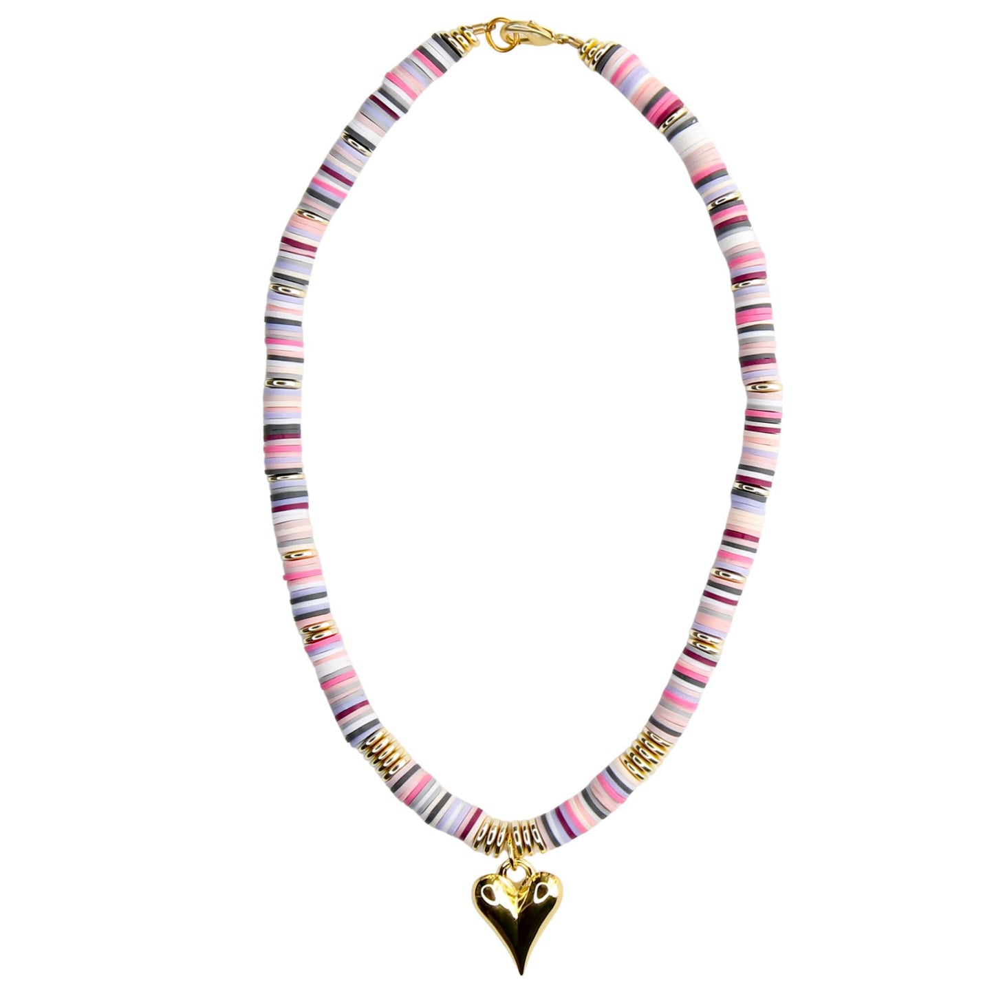 Melon Short Necklace in Valentine Pink with Heart