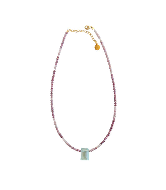 Ocean Stone Pendant in Pink Multi