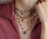 Pebble Adjustable Necklace in Pink Chalcedony