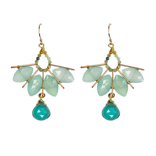 Persia Earrings in Green Chalcedony