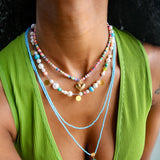 Evie Knotted Necklace in White Pearl Multi