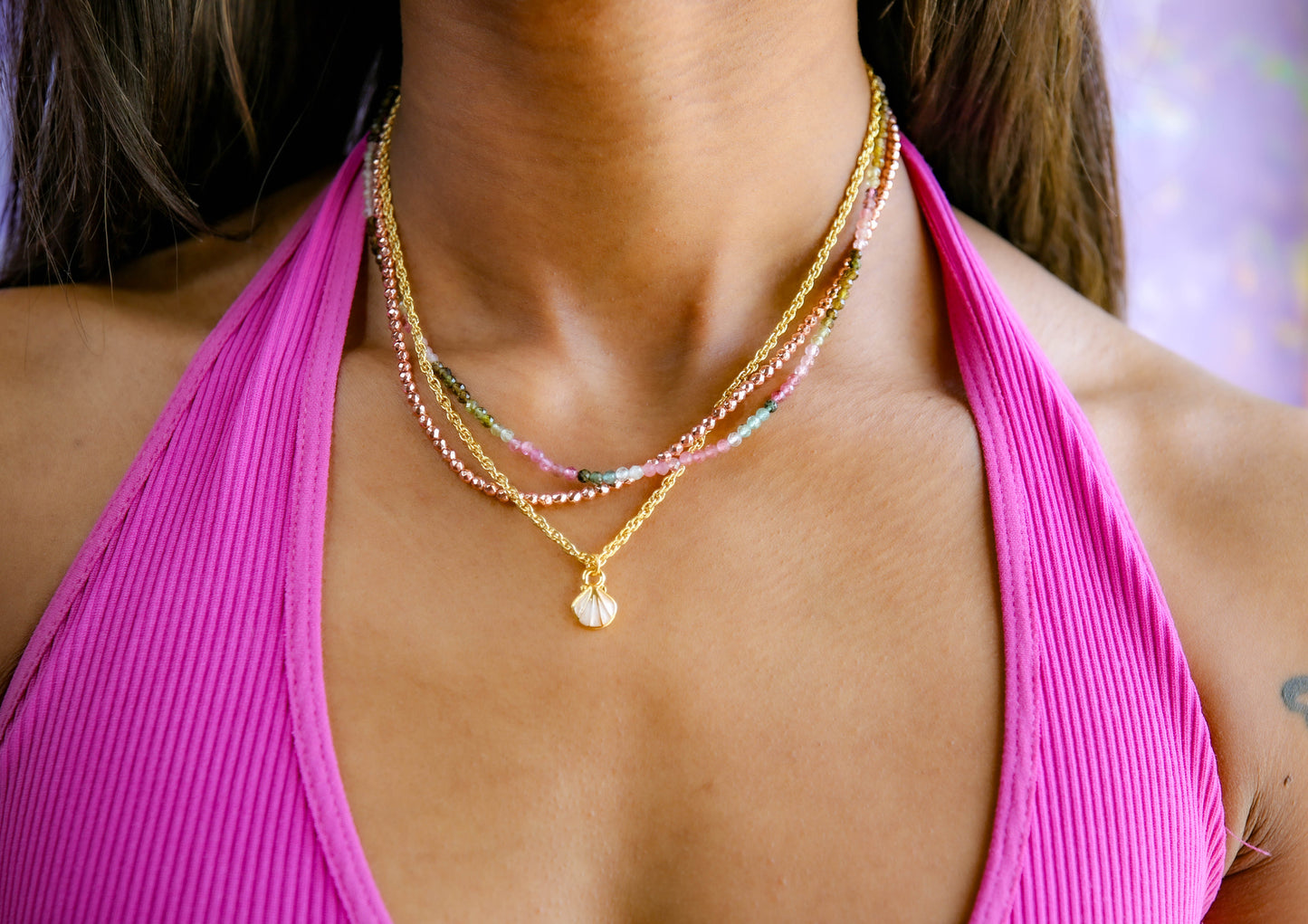 Regina Multi Strand Necklace in White Opal