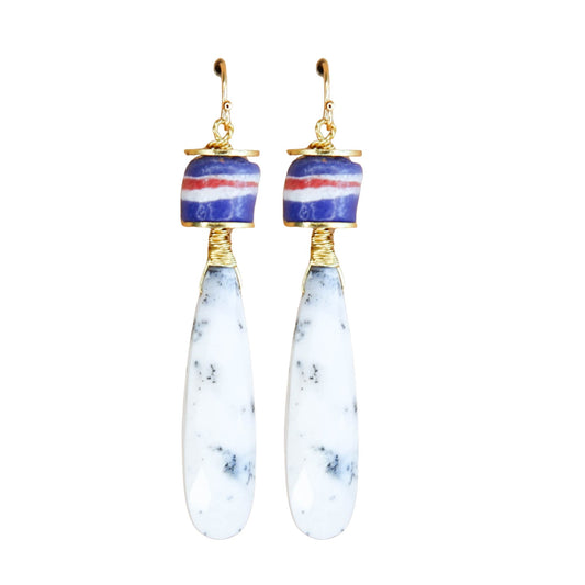 Sefira Earrings in White Opal